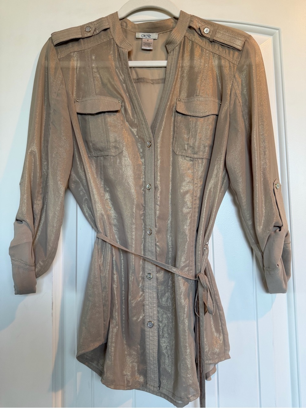 Cache Shimmery Taupe Utility Shirt - Picture 8 of 8